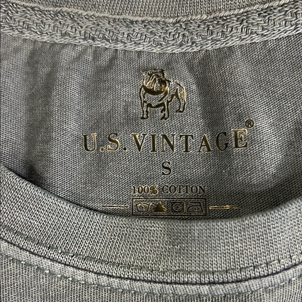 US VINTAGE Blue Long Sleeve Panama City Beach Crop Top - Picture 3 of 5